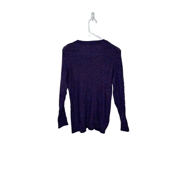 Old Navy Cotton & Acrylic Blend Metallic Knit Sweater Purple Silver M - Picture 4 of 5